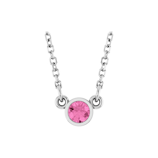 Natural Pink Sapphire Solitaire 18" Necklace