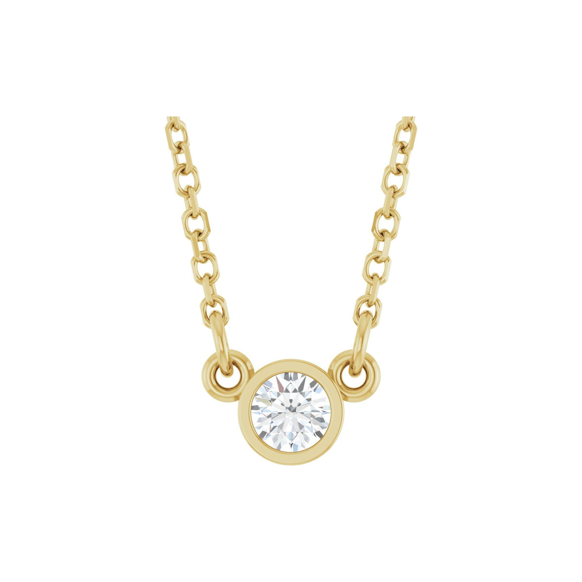 Natural Diamond Bezel-Set Solitaire Birthstone Necklace