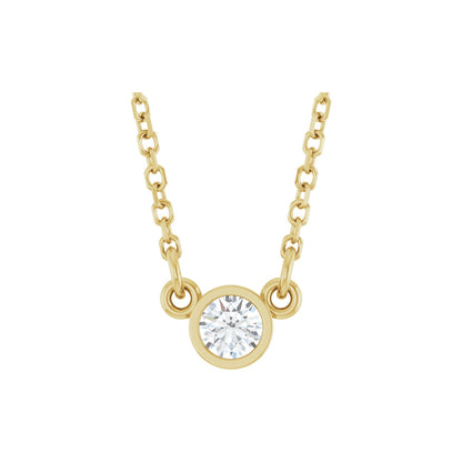 Natural Diamond Bezel-Set Solitaire Birthstone Necklace