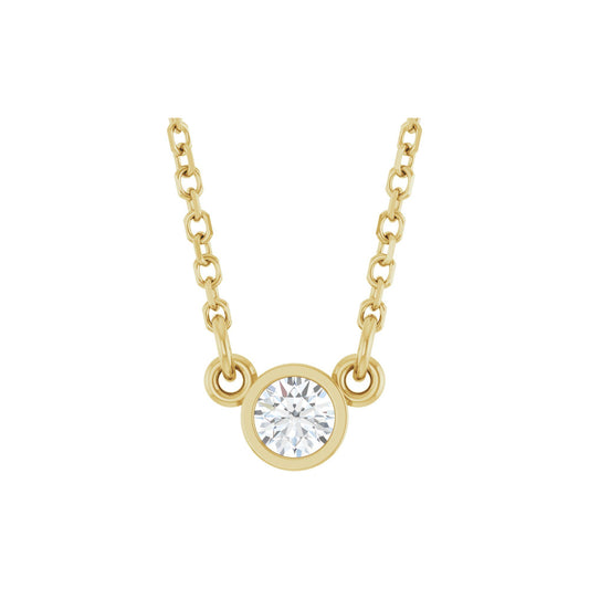 Natural Diamond Bezel-Set Solitaire Birthstone Necklace