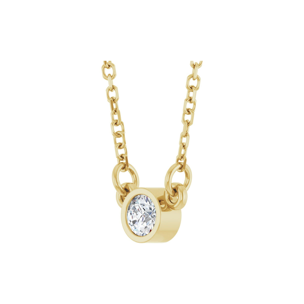 Natural Diamond Bezel-Set Solitaire Birthstone Necklace