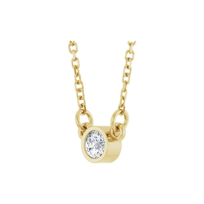 Natural Diamond Bezel-Set Solitaire Birthstone Necklace