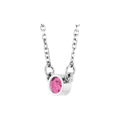 Natural Pink Sapphire Solitaire 18" Necklace
