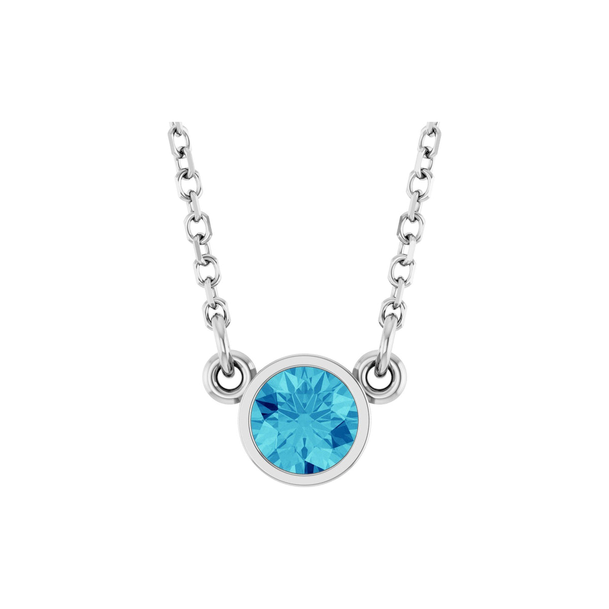 Natural Blue Zircon Solitaire 16" Necklace