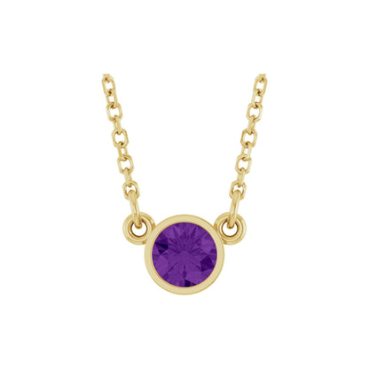Natural Amethyst Solitaire 16" Necklace
