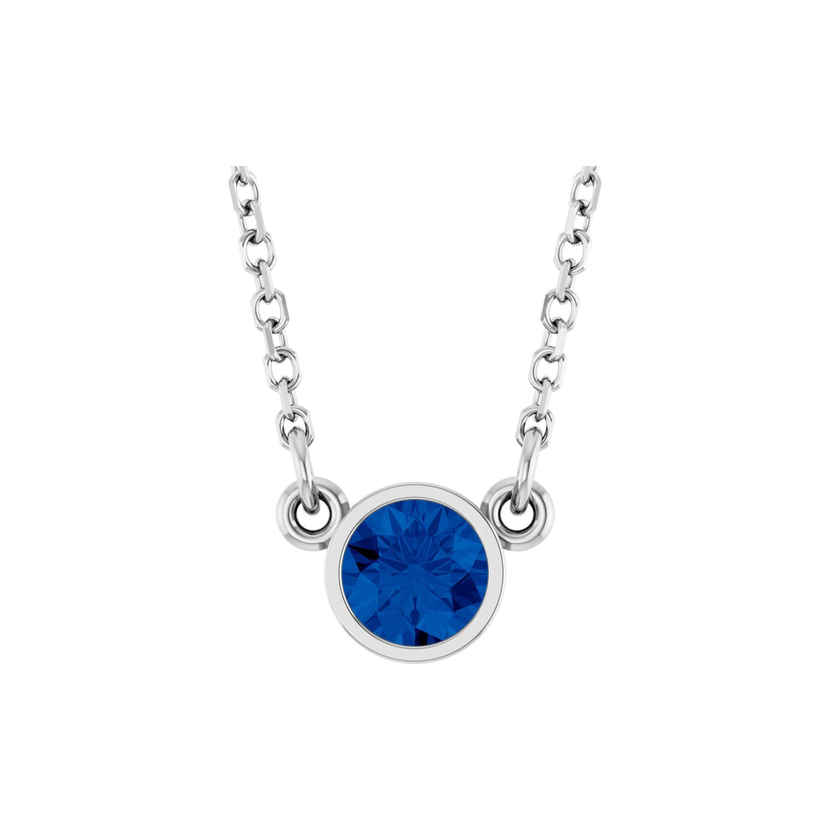 Natural Blue Sapphire Solitaire 16" Necklace