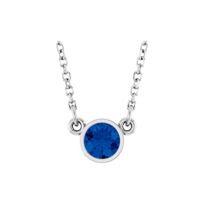 Natural Blue Sapphire Solitaire 16" Necklace