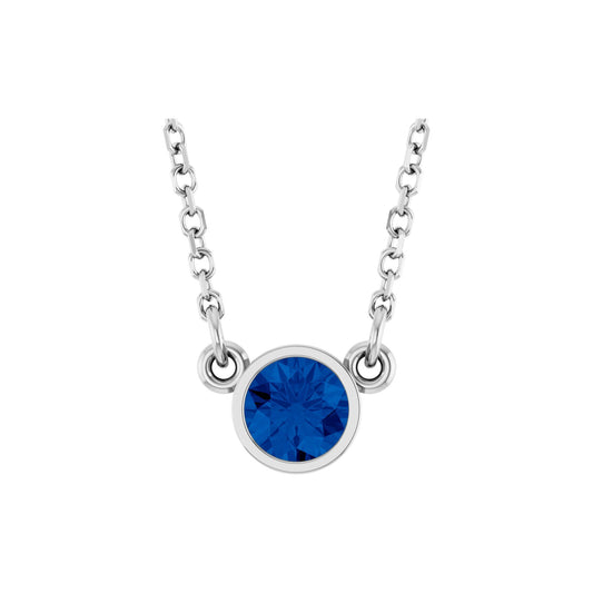 Natural Blue Sapphire Solitaire 16" Necklace
