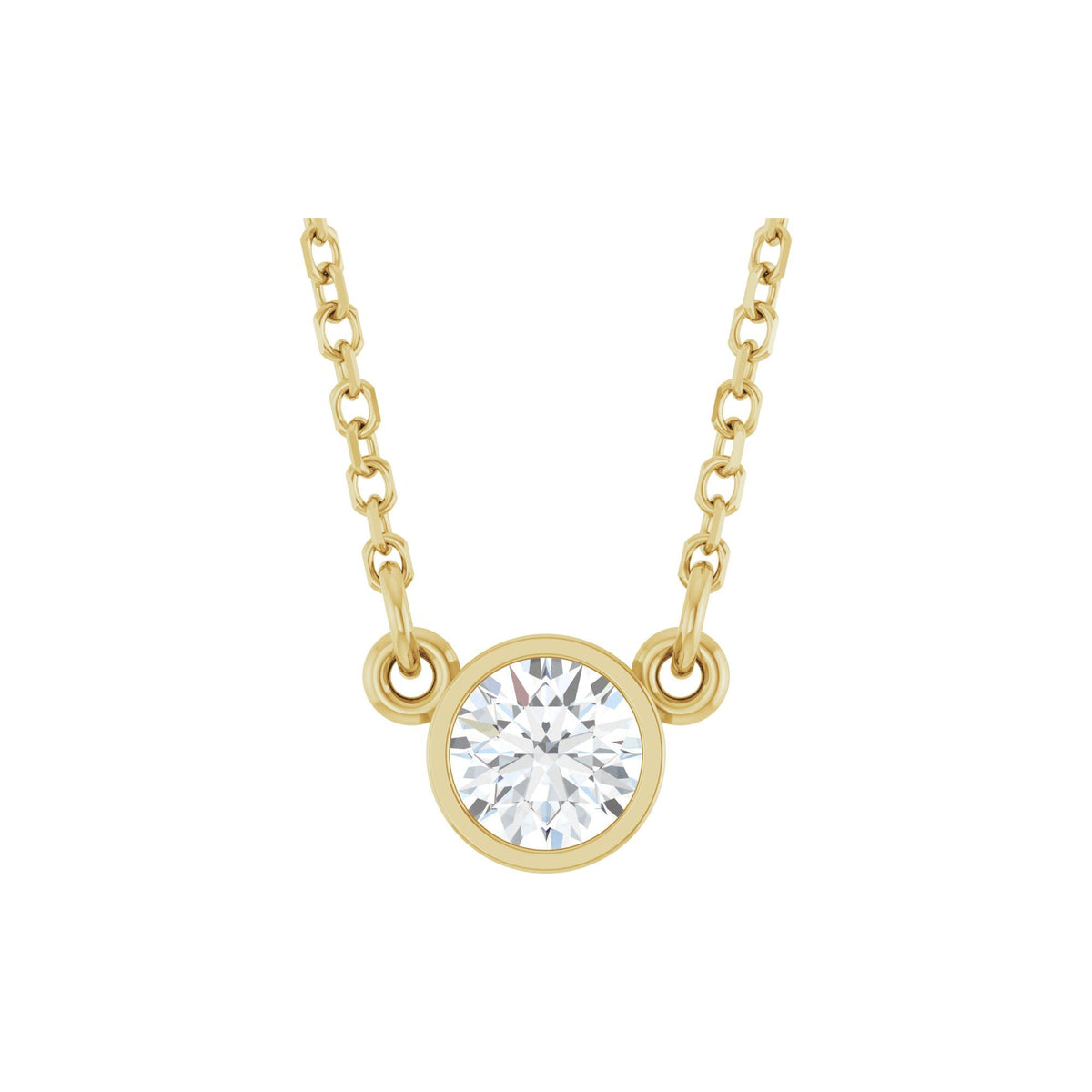 Natural Diamond Bezel-Set Solitaire Birthstone Necklace
