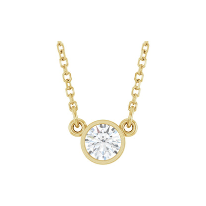 Natural Diamond Bezel-Set Solitaire Birthstone Necklace