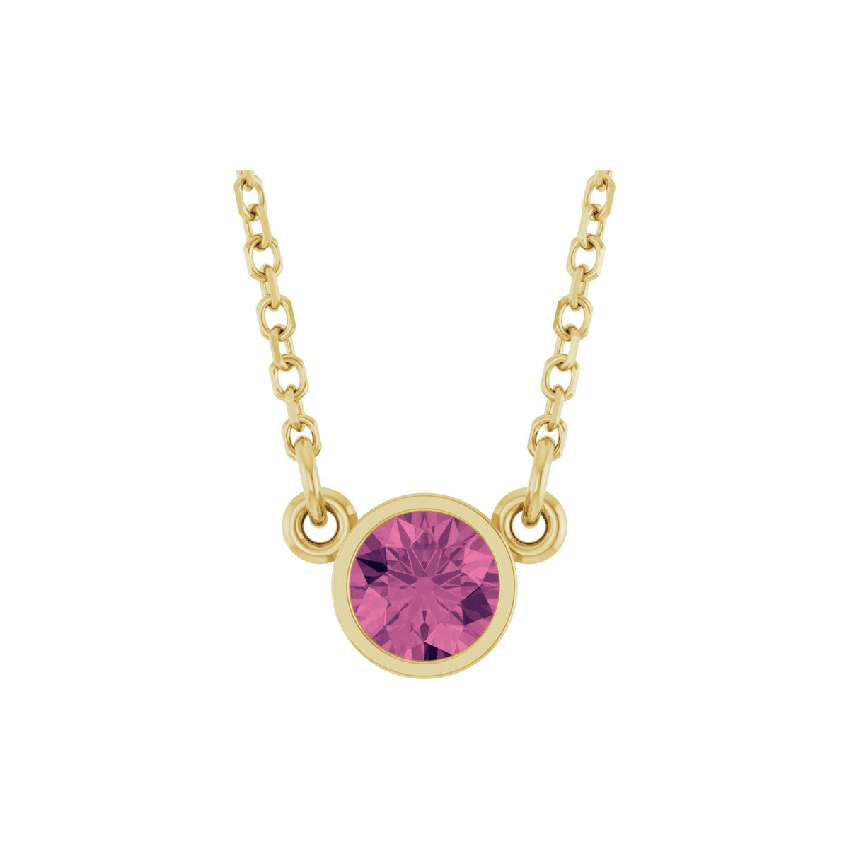 Natural Pink Tourmaline Solitaire 16" Necklace