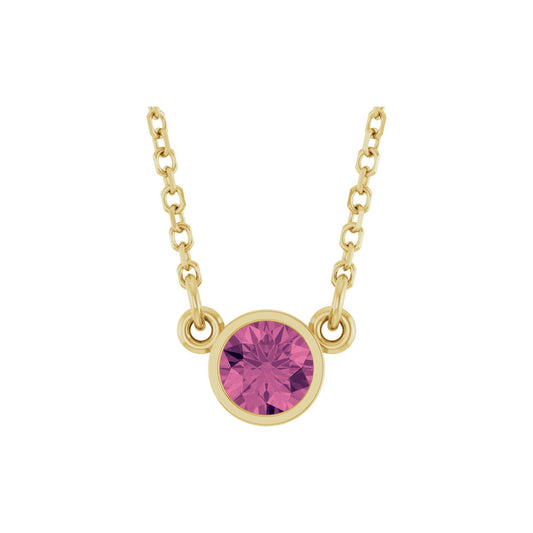 Natural Pink Tourmaline Solitaire 16" Necklace