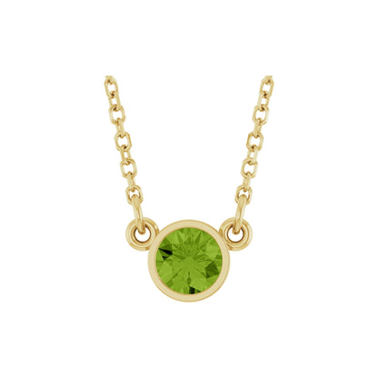 Natural Peridot Solitaire 16" Necklace