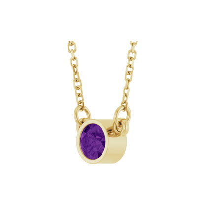 Natural Amethyst Solitaire 16" Necklace