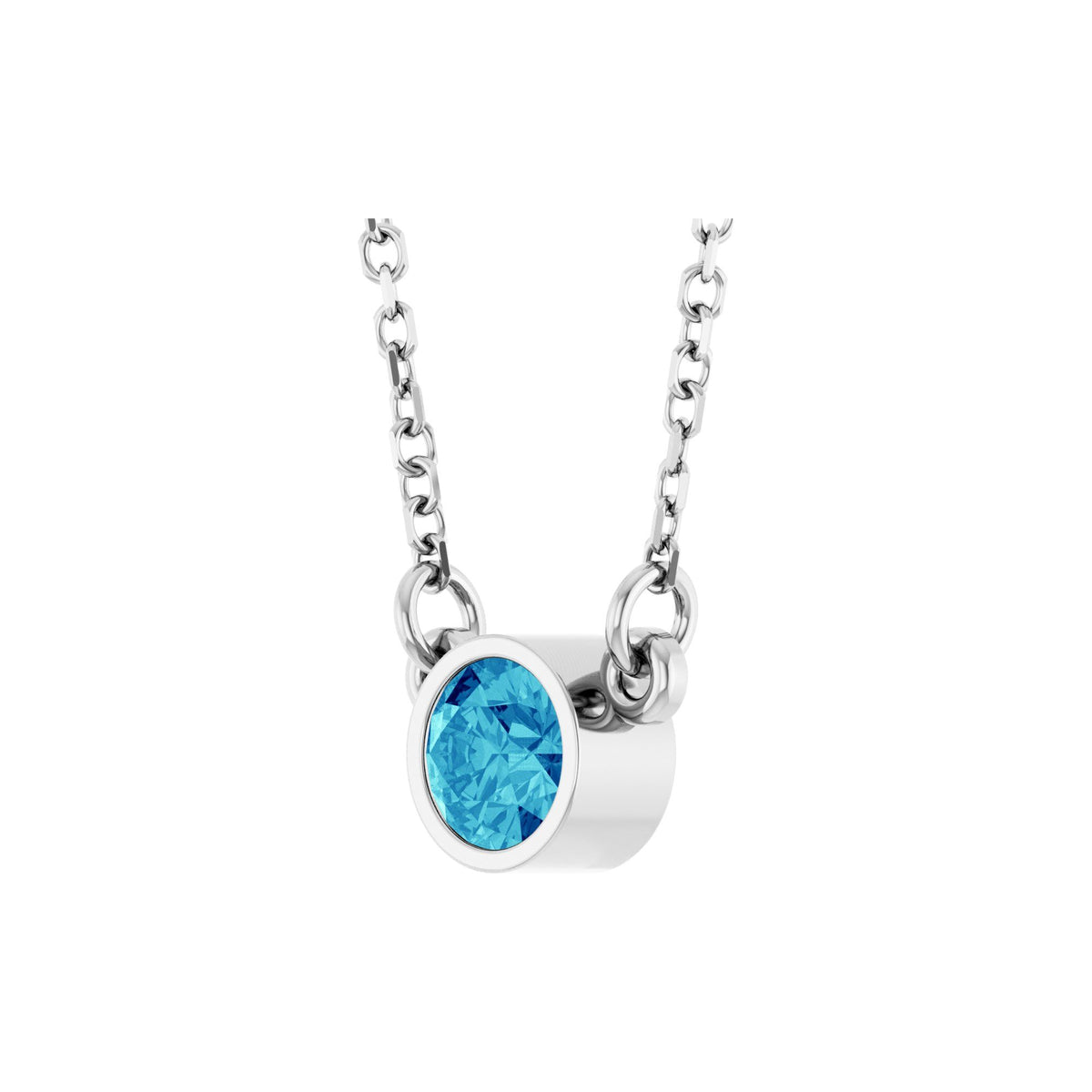 Natural Blue Zircon Solitaire 16" Necklace