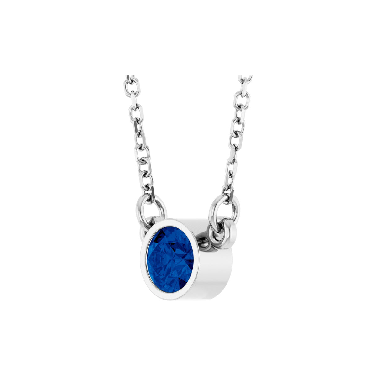 Natural Blue Sapphire Solitaire 16" Necklace