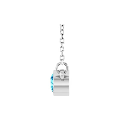 Natural Blue Zircon Solitaire 16" Necklace