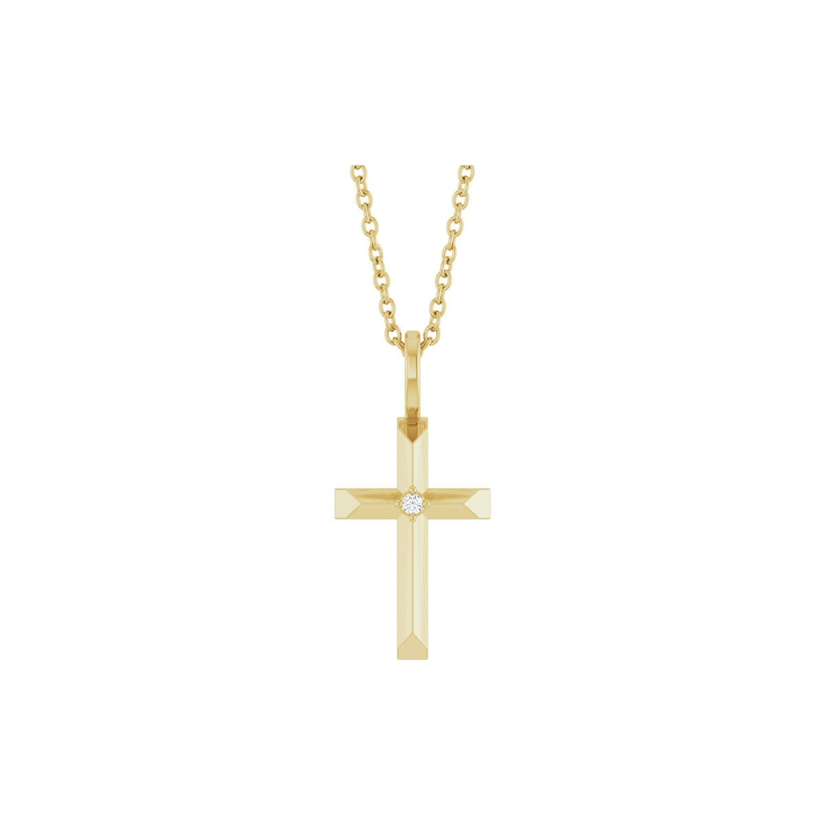 .0075 CT Natural Diamond Cross 16-18" Necklace