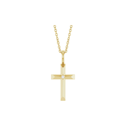 .0075 CT Natural Diamond Cross 16-18" Necklace