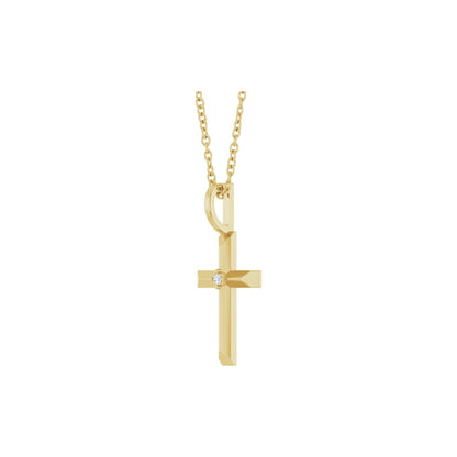 .0075 CT Natural Diamond Cross 16-18" Necklace