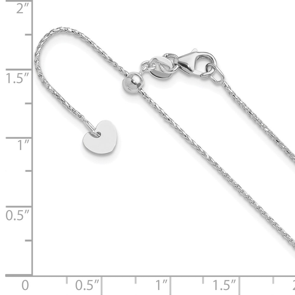 Adjustable 1mm D/C Open Franco Chain 22" - White Gold