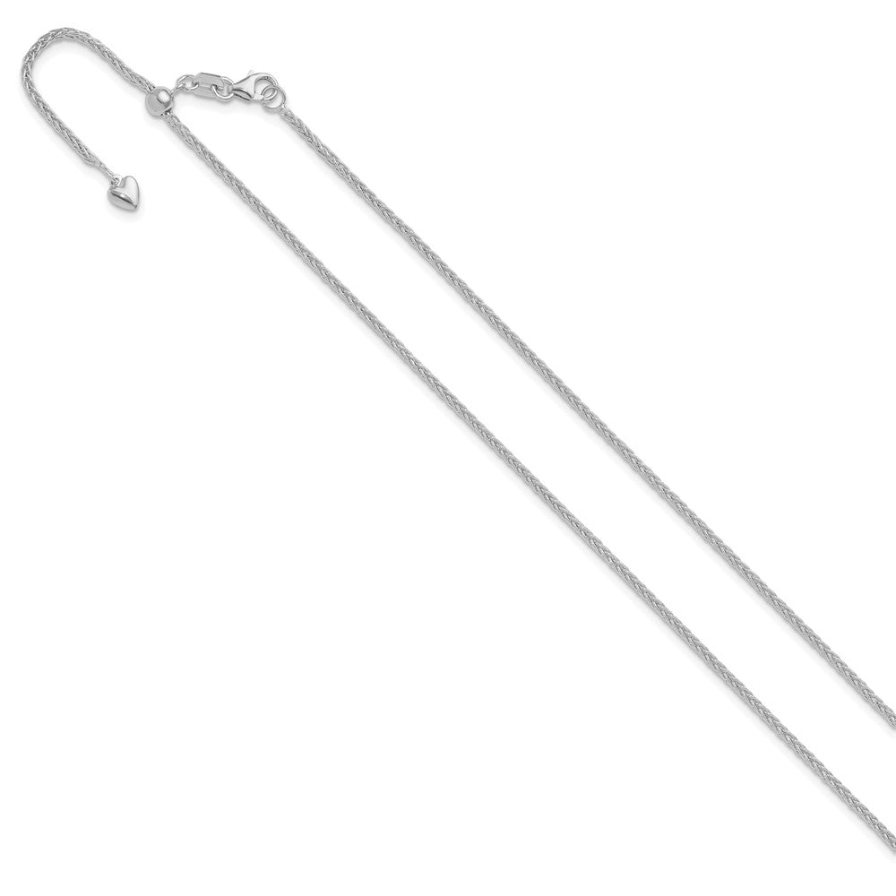 Adjustable 1.5mm Wheat Chain 22" - White Gold
