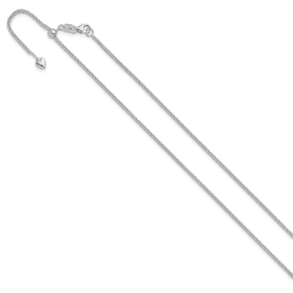 Adjustable 1.5mm Wheat Chain 22" - White Gold