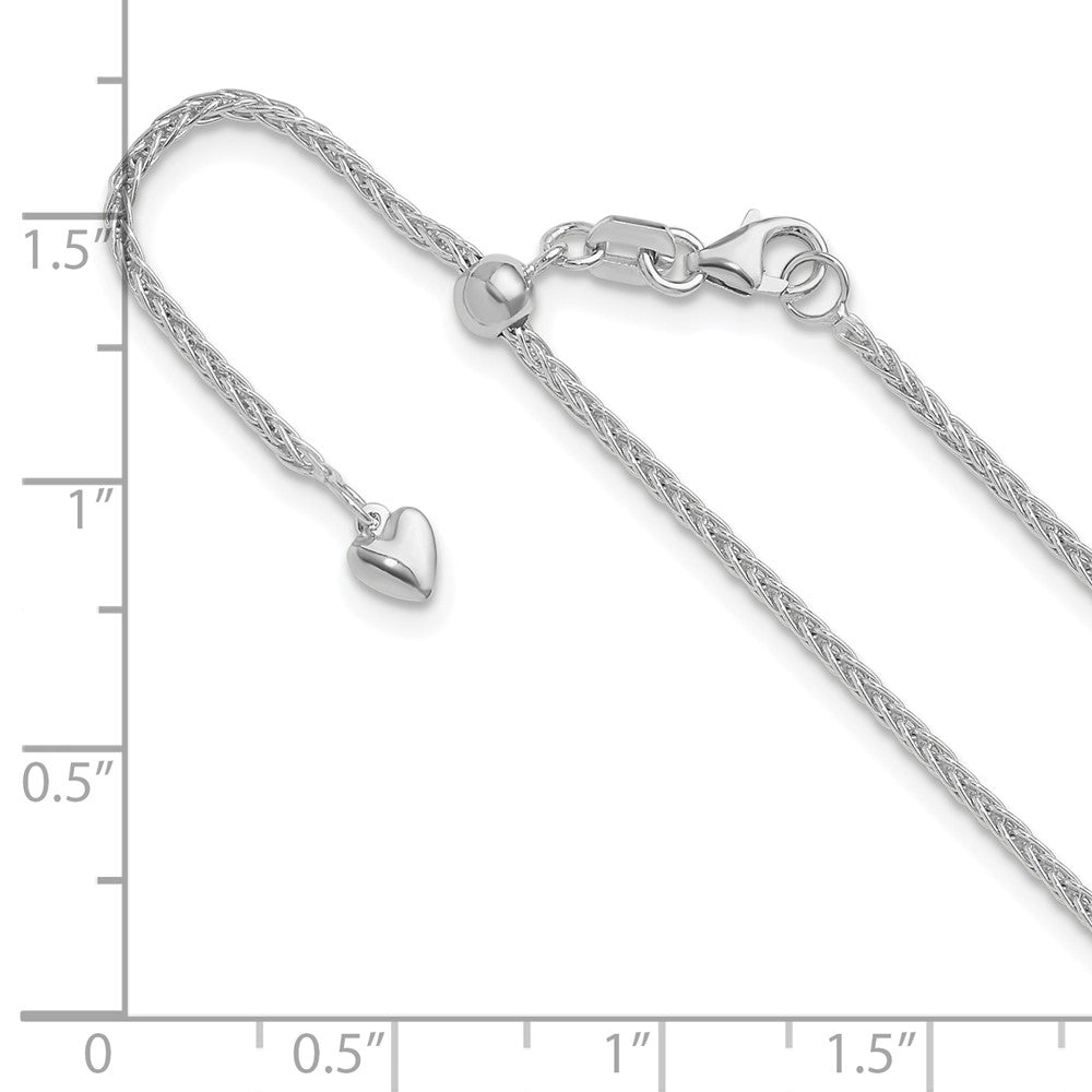 Adjustable 1.5mm Wheat Chain 22" - White Gold
