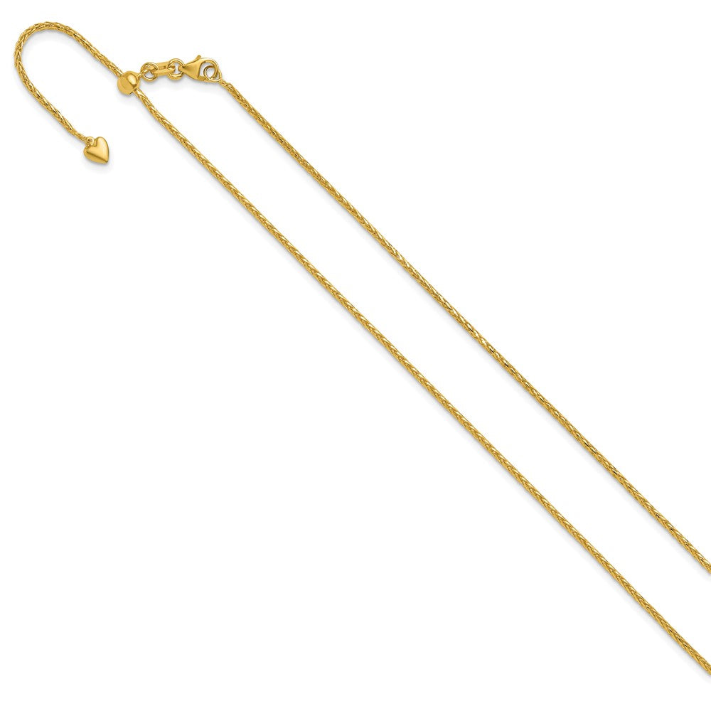 Adjustable 1.3mm D/C Wheat Chain 22" - Yellow Gold