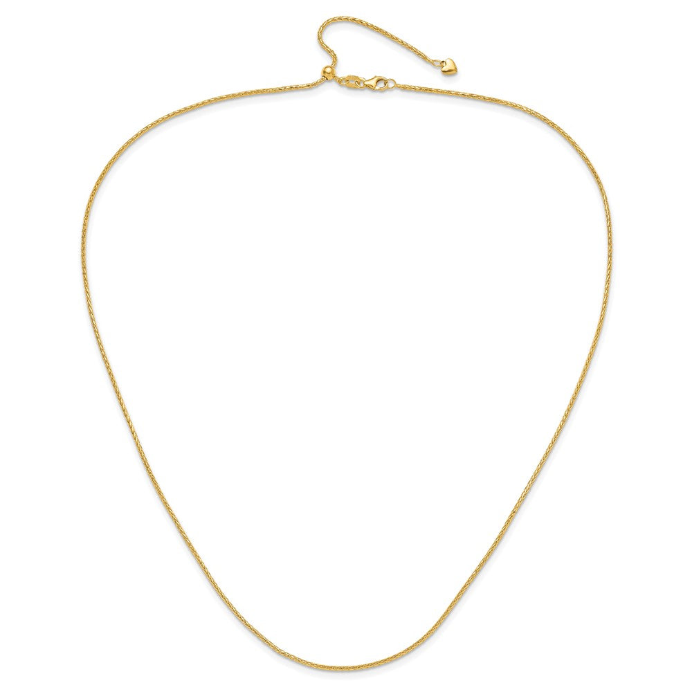Adjustable 1.3mm D/C Wheat Chain 22" - Yellow Gold