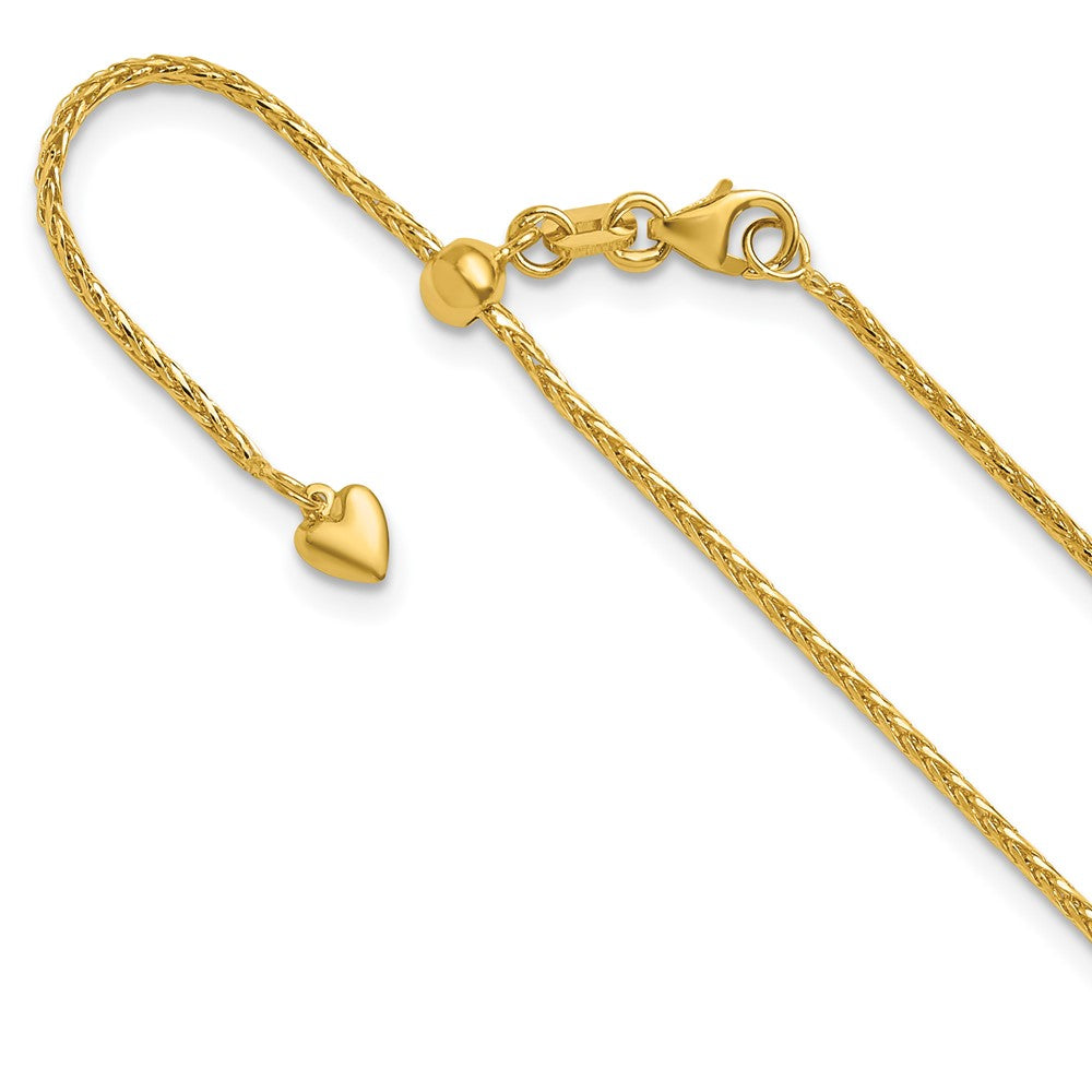Adjustable 1.3mm D/C Wheat Chain 22" - Yellow Gold