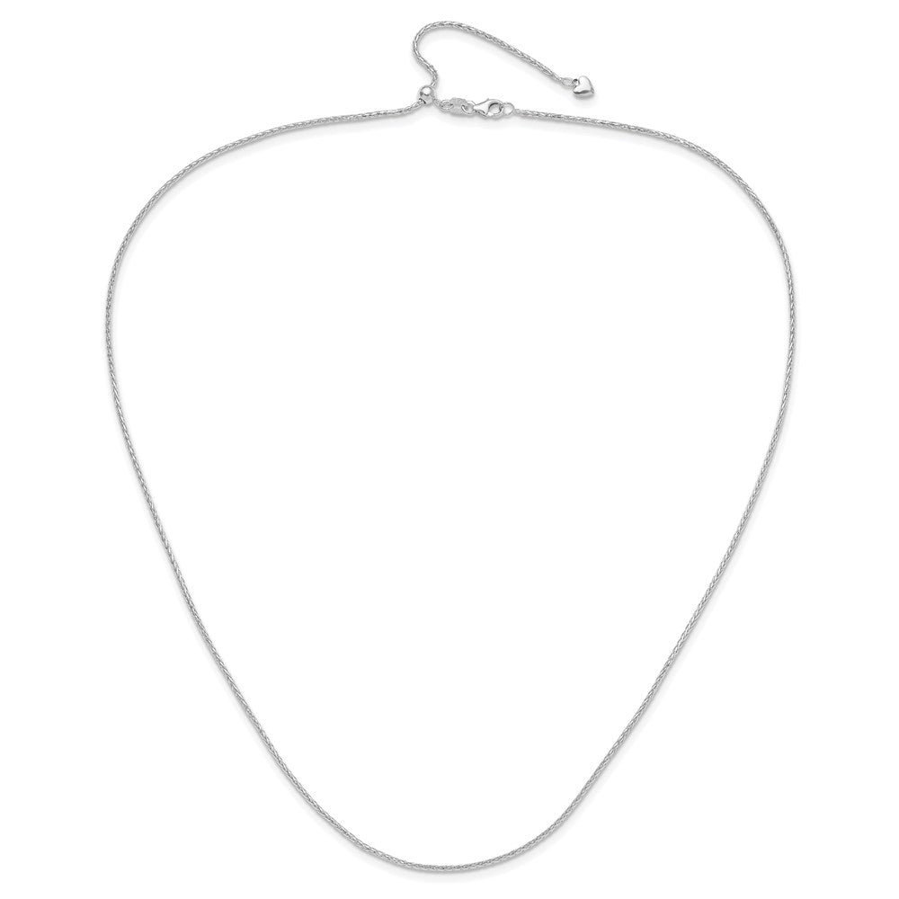 Adjustable 1.3mm D/C Wheat Chain 22" - White Gold