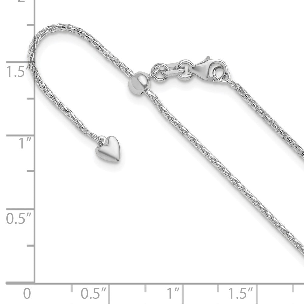 Adjustable 1.3mm D/C Wheat Chain 22" - White Gold