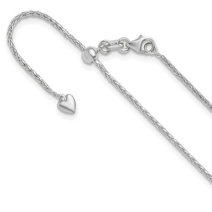 Adjustable 1.3mm D/C Wheat Chain 22" - White Gold
