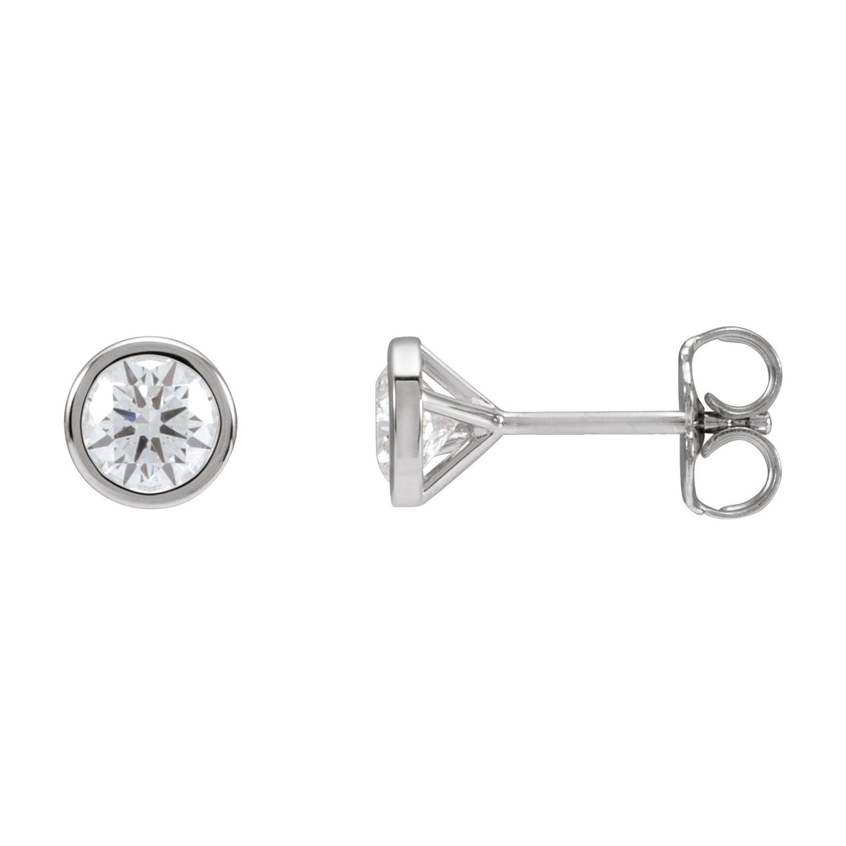 Natural Diamond Round Bezel-Set Cocktail-Style Stud Earrings