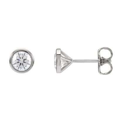 Natural Diamond Round Bezel-Set Cocktail-Style Stud Earrings