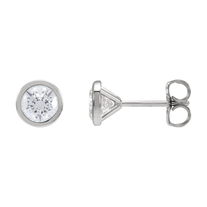 Natural Diamond Round Bezel-Set Cocktail-Style Stud Earrings