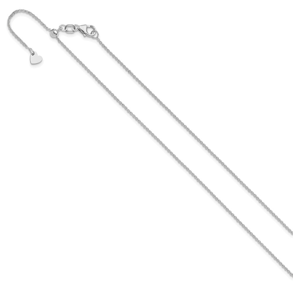 Adjustable 1.25mm Flat Cable Chain 22" - White Gold