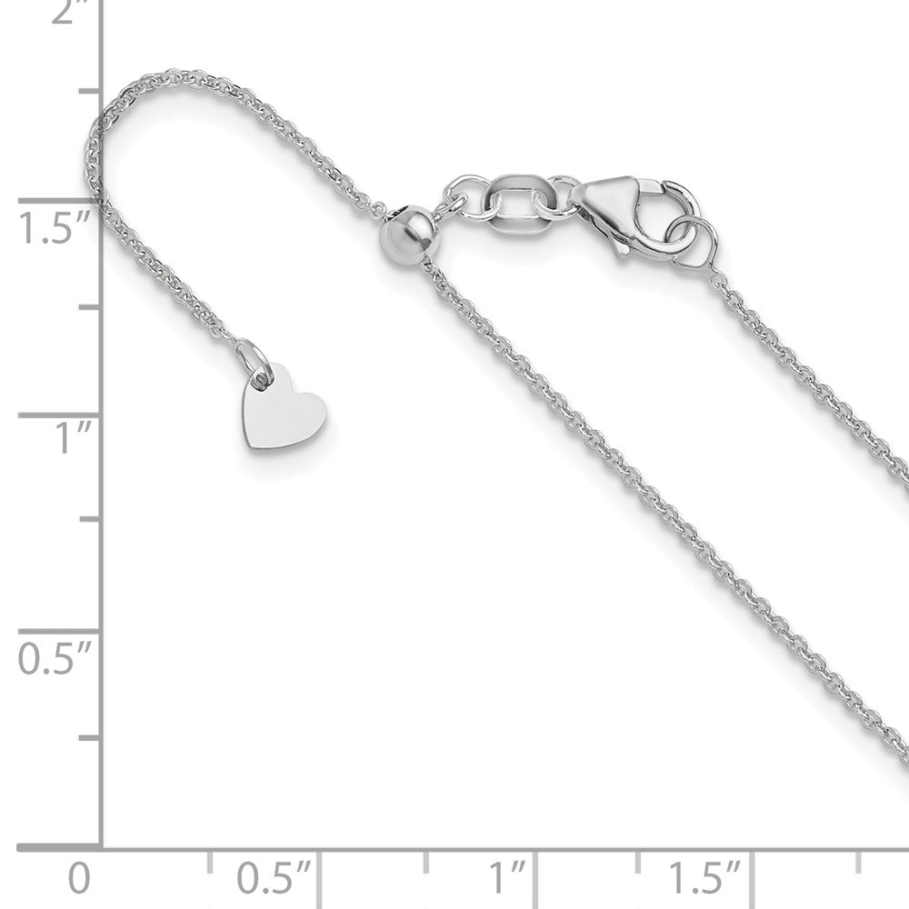 Adjustable 1.25mm Flat Cable Chain 22" - White Gold