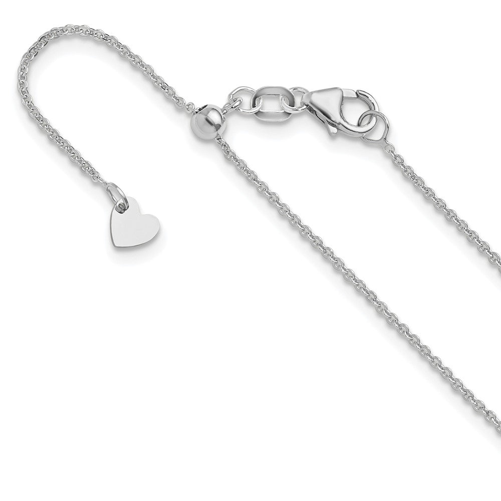 Adjustable 1.25mm Flat Cable Chain 22" - White Gold