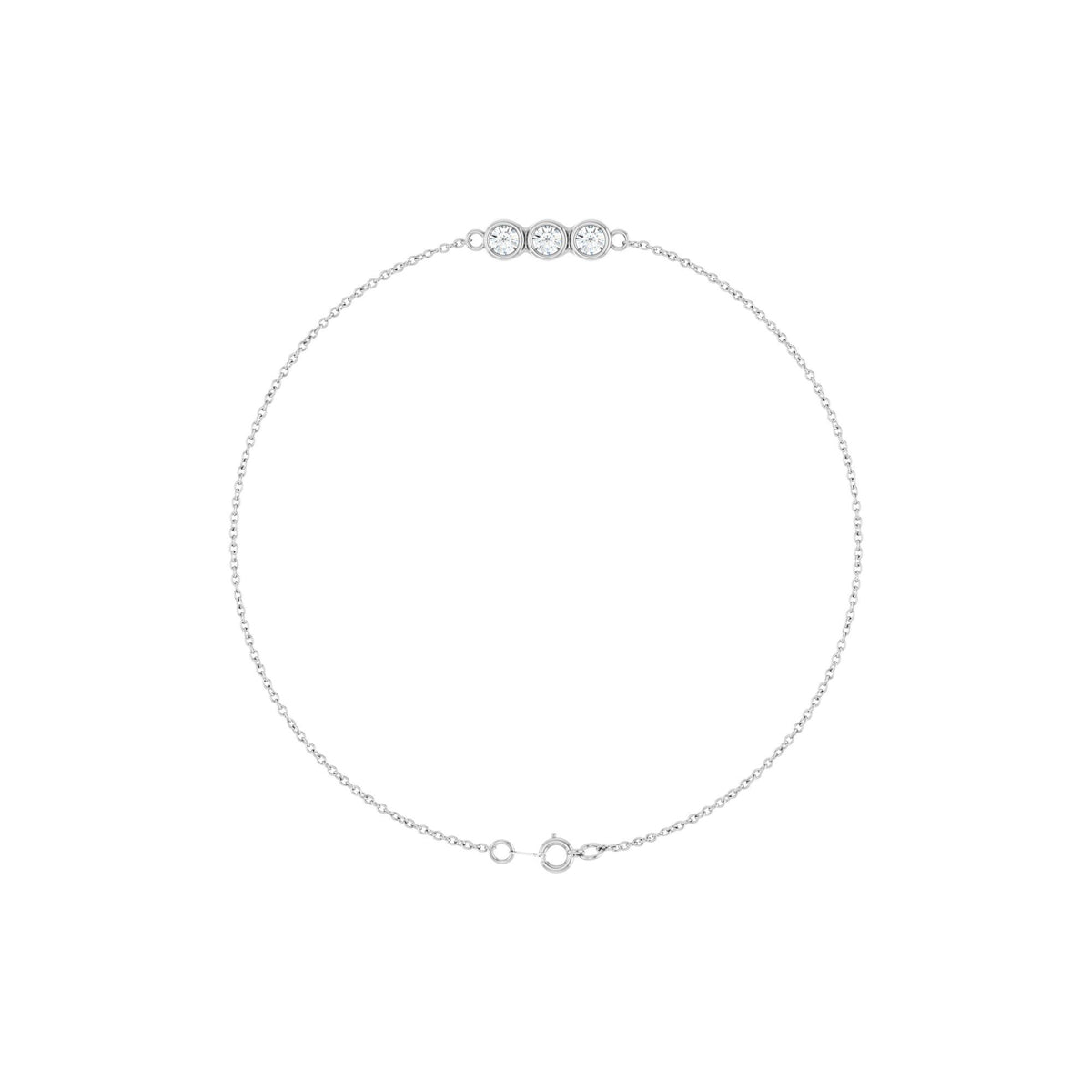 1/4 CTW Natural Diamond Three-Stone Line 7" Bracelet
