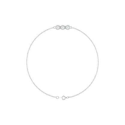 1/4 CTW Natural Diamond Three-Stone Line 7" Bracelet