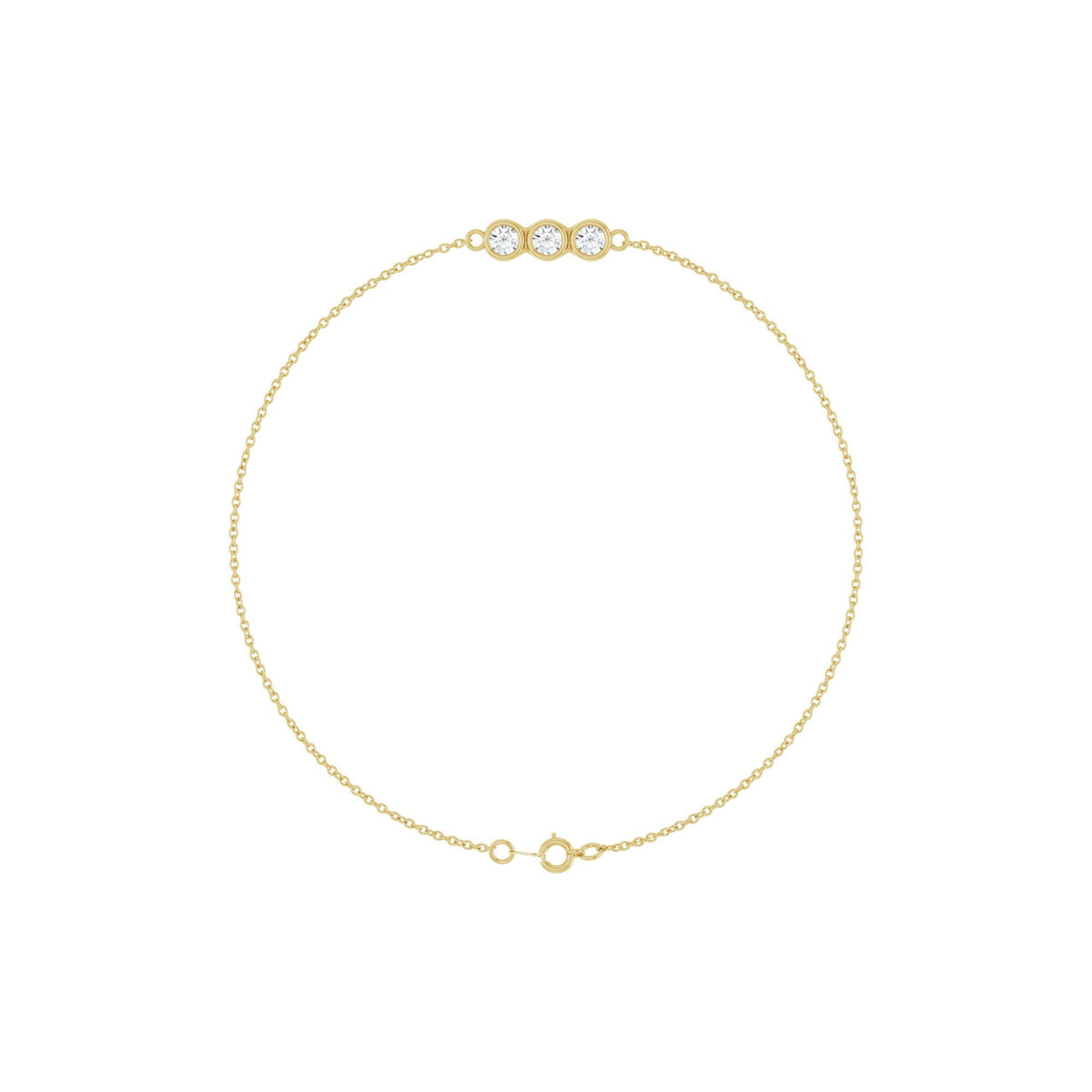 1/4 CTW Natural Diamond Three-Stone Line 7" Bracelet