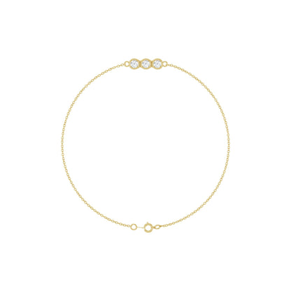 1/4 CTW Natural Diamond Three-Stone Line 7" Bracelet