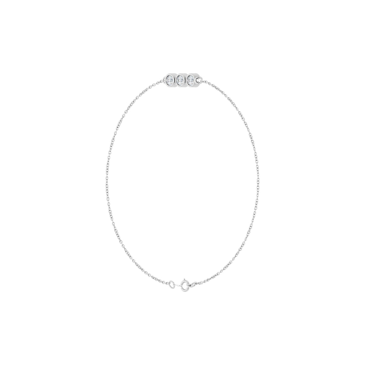 1/4 CTW Natural Diamond Three-Stone Line 7" Bracelet