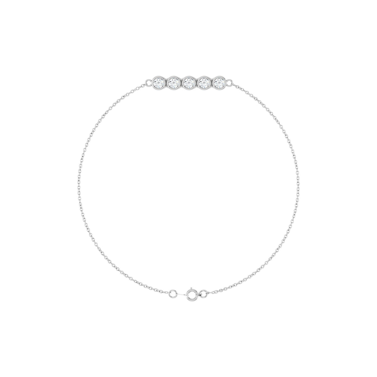 1/2 CTW Natural Diamond Five-Stone Line 7" Bracelet