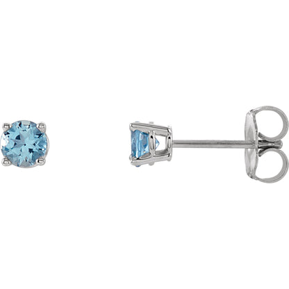 4 mm Natural Aquamarine Earrings