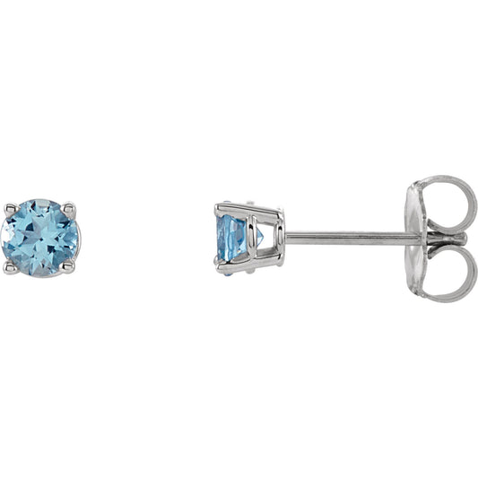 4 mm Natural Aquamarine Earrings