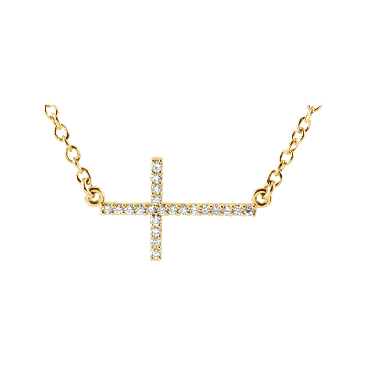 Natural Diamond Sideways Cross Necklace or Center