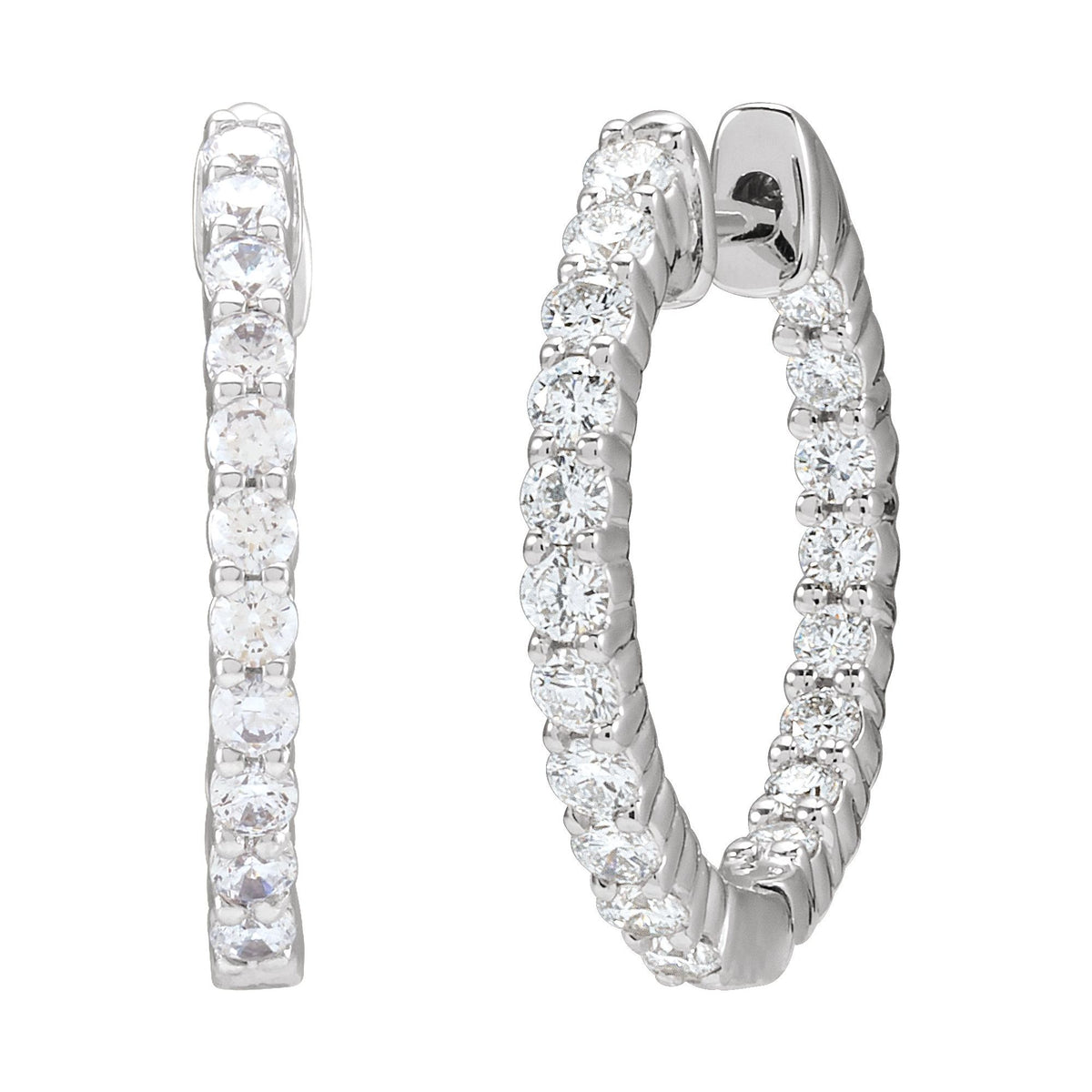 3/4 CTW Natural Diamond Inside-Outside Hinged 17.2 mm Hoop Earrings